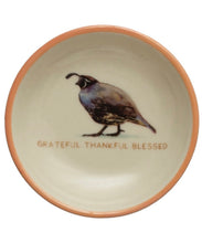 Load image into Gallery viewer, 3&quot; Round Stoneware Dish with Tan Color Rim and Game Birds, 4 Styles