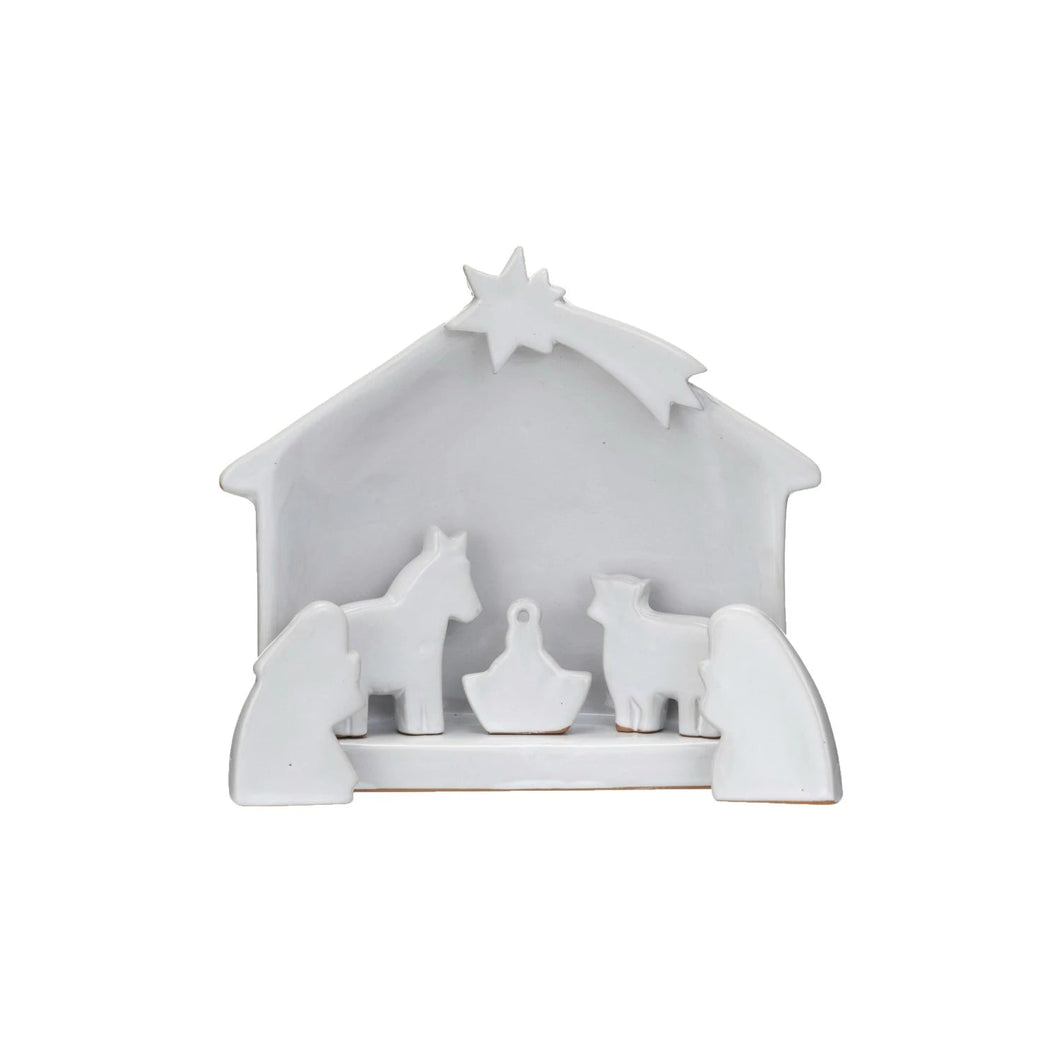 Stoneware Nativity with Reactive Glaze, 6 Pieces