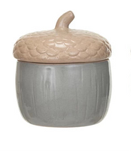 Load image into Gallery viewer, Stoneware Acorn Shaped Jar w/ Lid, Reactive Glaze, 3 Colors