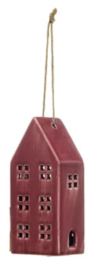 Stoneware LED House Ornament, 4 Colors, 2 Styles