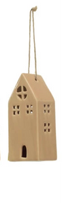 Stoneware LED House Ornament, 4 Colors, 2 Styles