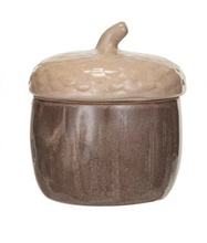Load image into Gallery viewer, Stoneware Acorn Shaped Jar w/ Lid, Reactive Glaze, 3 Colors