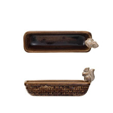 Load image into Gallery viewer, Stoneware Dish with Squirrel Holding Acorn