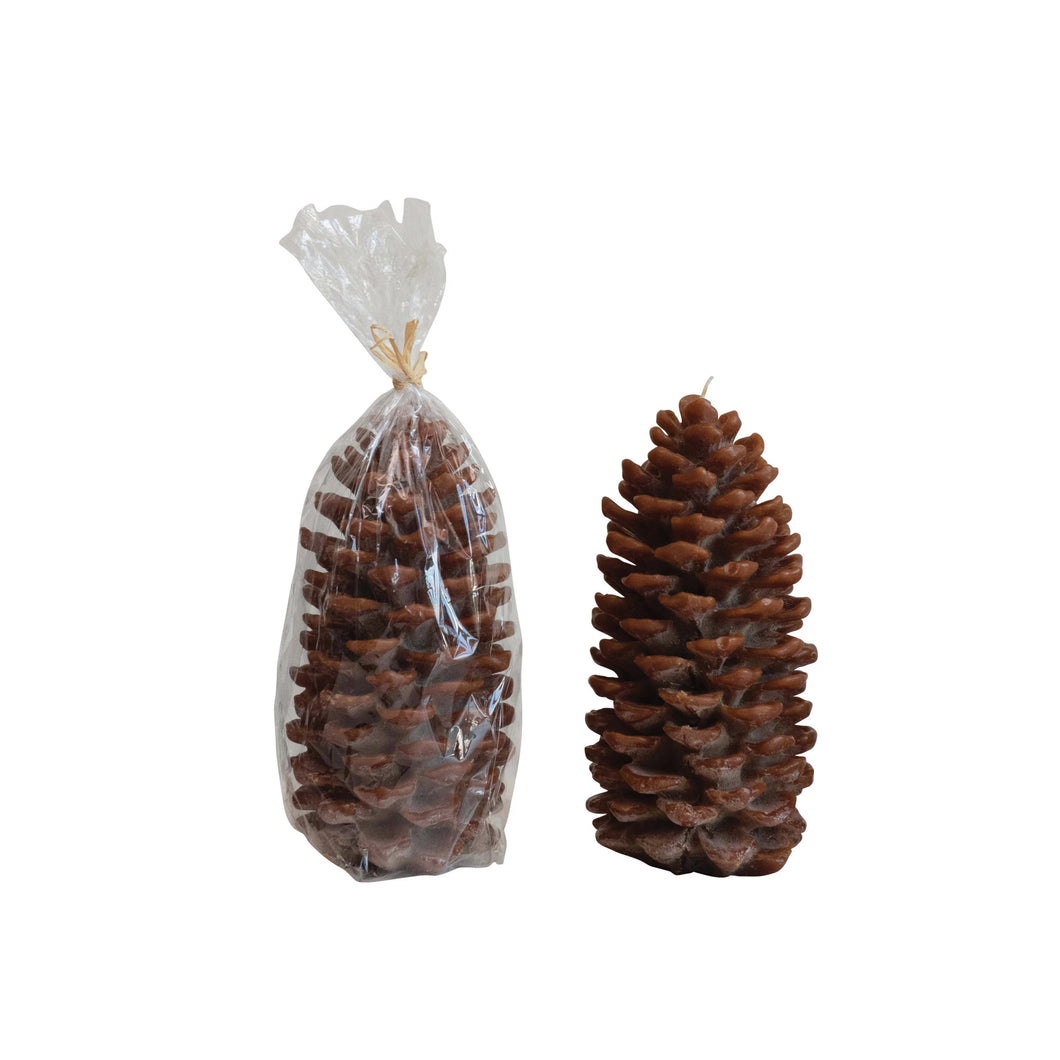 Unscented Pinecone Shaped Candle, Brown