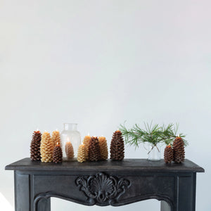 Unscented Pinecone Shaped Candle, Brown