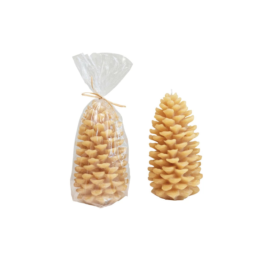 Unscented Pinecone Shaped Candle, Cream
