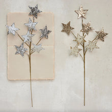 Load image into Gallery viewer, 22&quot;H Paper Star Spray, Gold and Silver Glitter Finish