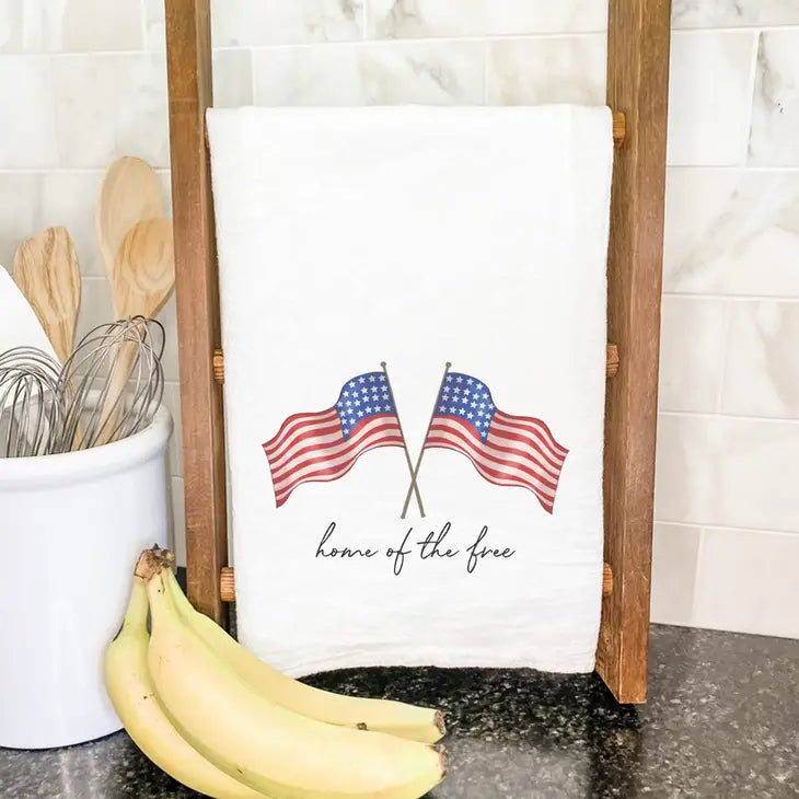 Home of the Free Flags - Patriotic Tea Towel