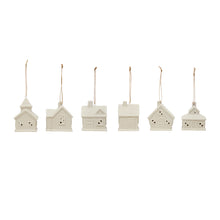 Load image into Gallery viewer, 3&quot;H Stoneware House Ornament w/ LED Light, White, 6 Styles