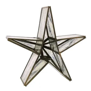 Glass Star Candle Holder, Mirrored - Brass