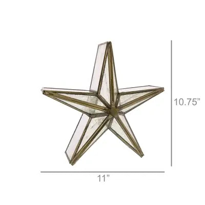 Glass Star Candle Holder, Mirrored - Brass