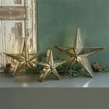 Load image into Gallery viewer, Glass Star Candle Holder, Mirrored - Brass
