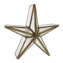 Load image into Gallery viewer, Glass Star Candle Holder, Mirrored - Brass