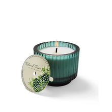 Load image into Gallery viewer, Roland Pine 6 oz Forest Green Ribbed Glass Candle