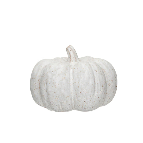Stoneware Pumpkin, Reactive Glaze, Cream Color Speckled