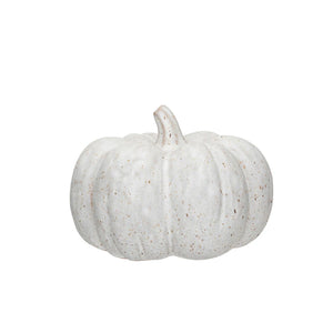 Stoneware Pumpkin, Reactive Glaze, Cream Color Speckled