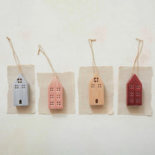 Load image into Gallery viewer, Stoneware LED House Ornament, 4 Colors, 2 Styles