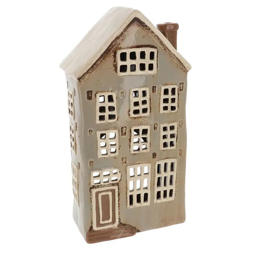 Village Pottery Tall Grey House Mini Tealight