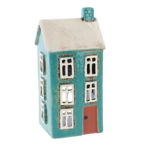 Village Pottery Teal House Mini Tealight
