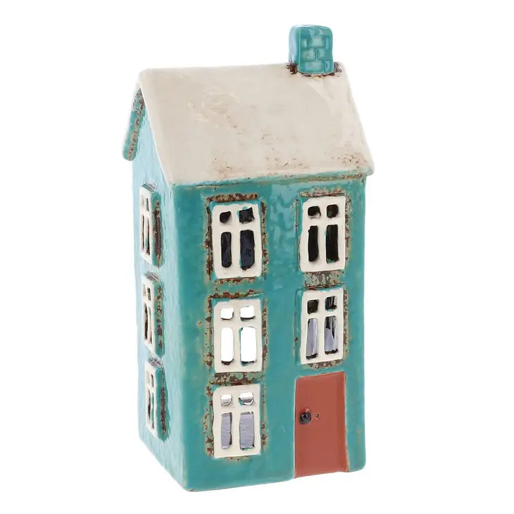Village Pottery Teal House Mini Tealight