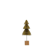 Load image into Gallery viewer, 3-1/2&quot; Round x 9-1/2&quot;H Sisal Bottle Brush Tree with Wood Base, Green Ombre
