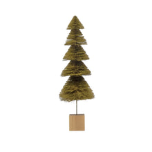 Load image into Gallery viewer, 4-1/2&quot; Round x 15&quot;H Sisal Bottle Brush Tree with Wood Base, Green Ombre