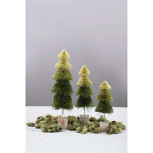 Load image into Gallery viewer, 3-1/2&quot; Round x 9-1/2&quot;H Sisal Bottle Brush Tree with Wood Base, Green Ombre