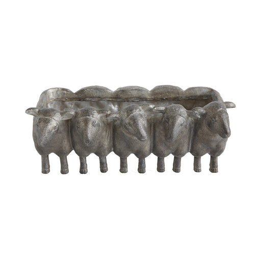 Resin Sheep Planter, Distressed Iron Finish