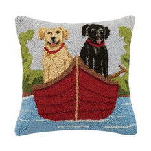 Load image into Gallery viewer, Lab Dogs On Canoe Hook Pillow