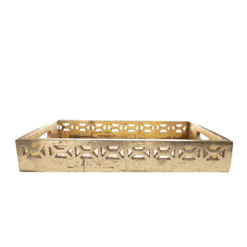 Large Gold Mango Wood Tray