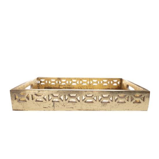 Large Gold Mango Wood Tray