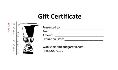 Wabi Sabi Home & Garden Gift Certificate
