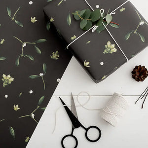 Mistletoe - Black - Christmas Gift Wrap
