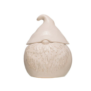 White Stoneware Gnome Jar