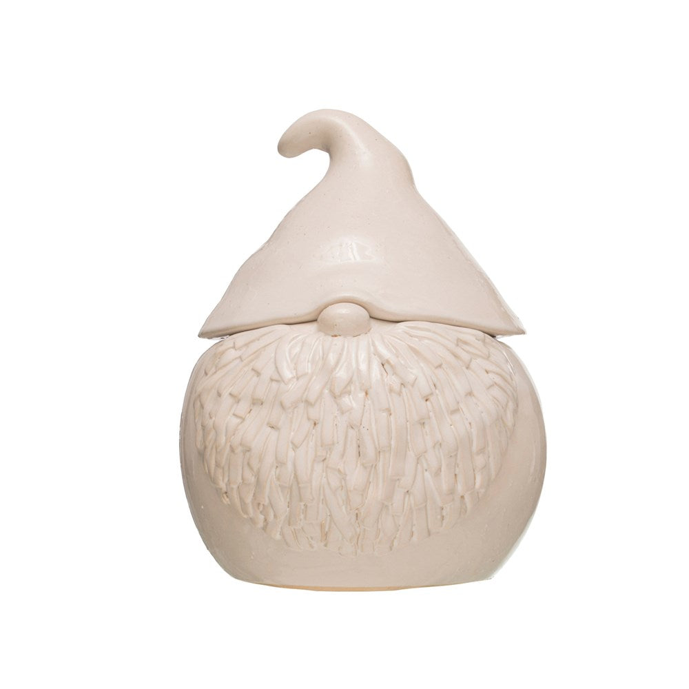 White Stoneware Gnome Jar