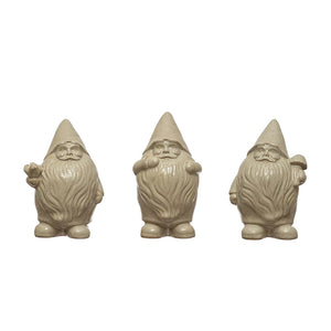 Stoneware Gnome, Cream Color, 3 Styles