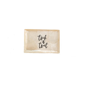 6" Capiz Rectangular Tray - Trick/Treat (Black/White)