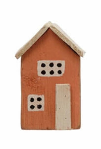 4-1/4"H - 5-3/4"H Hand-Painted Paulownia Wood Houses, Multi Color