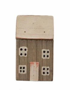 4-1/4"H - 5-3/4"H Hand-Painted Paulownia Wood Houses, Multi Color