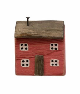 4-1/4"H - 5-3/4"H Hand-Painted Paulownia Wood Houses, Multi Color