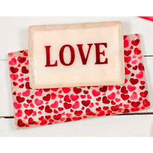 6" Capiz Rectangular LOVE Tray (Red/White)