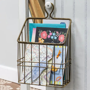 Rustic Gold Metal Wall Basket