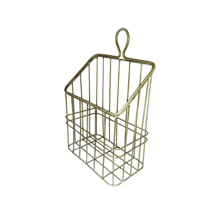 Rustic Gold Metal Wall Basket