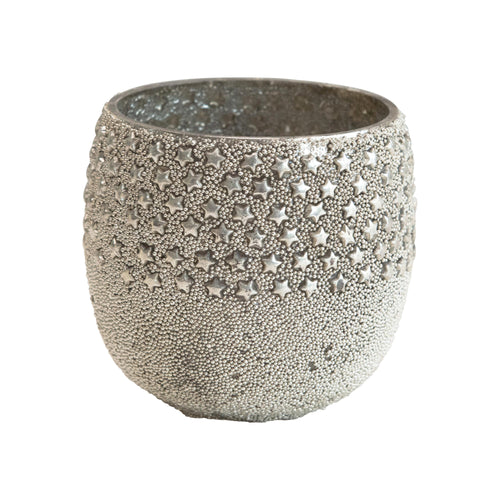 Glass Votive Holder with Seed Beads and Stars