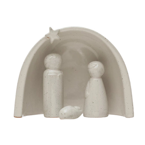 Stoneware Nativity with Glaze