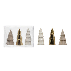 4-1/4" Round x 6"H Glass & Metal Pillar Holder, Reactive Glaze, Champagne Finish, 2 Styles (Each One Will Vary)