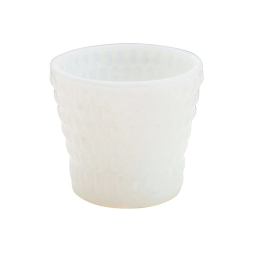 Embossed Glass Votive Holder, White Opalescent Finish