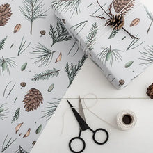 Load image into Gallery viewer, White Pine - Grey - Christmas Gift Wrap