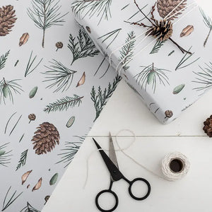 White Pine - Grey - Christmas Gift Wrap
