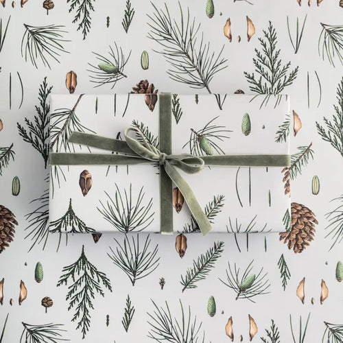 White Pine - Grey - Christmas Gift Wrap